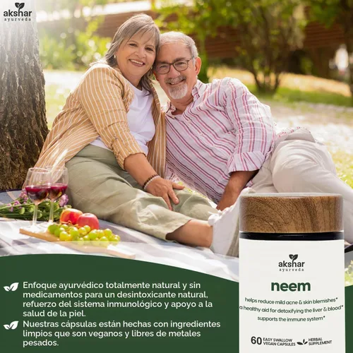 Vista 9 de AKSHAR Ayurveda - Cápsulas de neem con extracto de neem y polvo de hoja de neem, suplemento de neem a base de hierbas para apoyar la salud