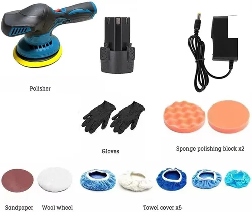 Vista 2 de Car Buffer Polisher, Cordless Car Polisher 12V Battery 6 Speed Adjustable Electric Waxing Polishing Kit Beauty Tool,for Waxing