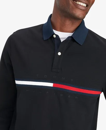 Vista 3 de Tommy Hilfiger Men's Long Sleeve Flag Polo Shirt in Regular Fit