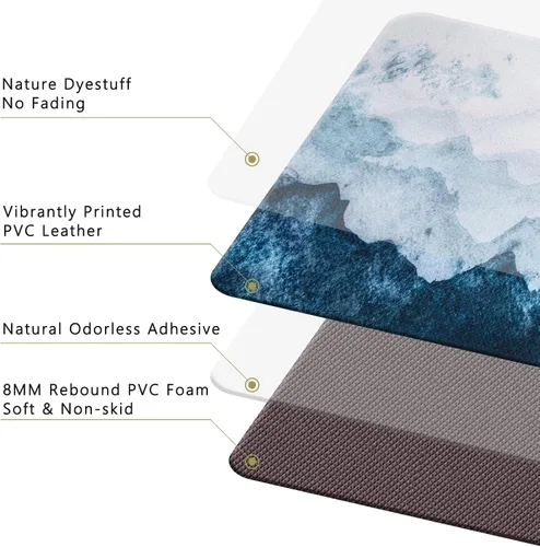 Vista 7 de Alfombrillas de cocina QIYI, de piel de PVC, seguras, lavables, antideslizantes, impermeables, acolchadas, fáciles de limpiar, Casual, Acuarela
