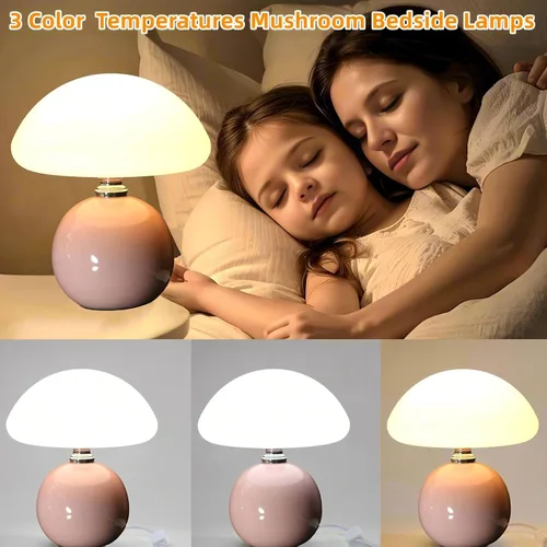 Vista 2 de Lámpara de hongo para dormitorio, sala de estar, lámparas de mesa de hongos para mesitas de noche, lámpara de mesa pequeña de escritorio de 3