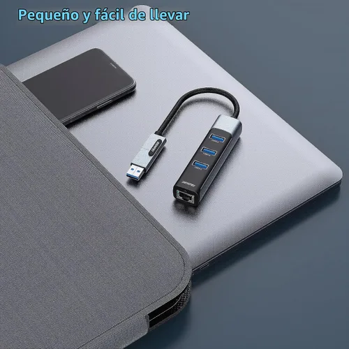 Vista 5 de BENFEI Adaptador USB-C/USB 3.0 a Ethernet 2 en 1 con 3 puertos USB 3.0 compatibles con iPhone 15 Series, MacBook Pro/Air 2023/2022/2021/2020/2019