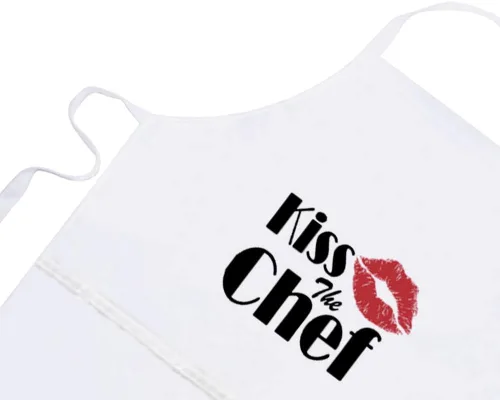 Vista 3 de Kiss The Chef - Delantal para adulto, Blanco