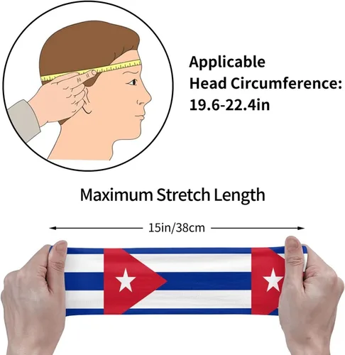 Vista 2 de Diademas de entrenamiento para hombres y mujeres con bandera de Cuba, bandas suaves para el cabello, bandas de yoga para sud