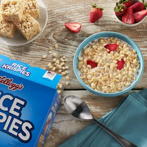 Vista 5 de Kellogg's Rice Krispies, Cereal de desayuno, cereales de arroz tostado, sin grasa, caja de 12 onzas