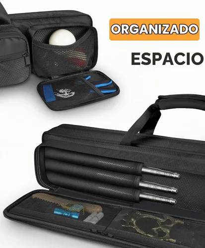 Vista 4 de PEKREWS Pool Cue Case, 4x5 Pool Stick Bag with Multiple Accessory Pockets