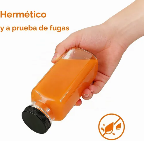 Vista 3 de Paquete de 16 botellas de jugo de vidrio de 8 onzas con tapas