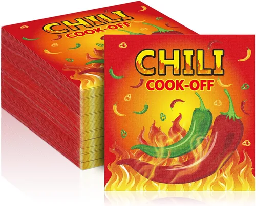 Vista 9 de Qilery 100 servilletas de cocina con chile para decoración de fiesta, 6.5