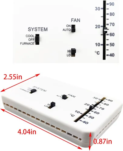 Vista 4 de Termostato para RV (solo enfriamiento/calefacción del horno) Controlador analógico de 6 cables para sistema de calefacción y enfriamiento