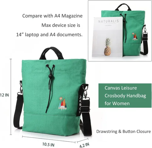Vista 4 de Bolso bandolero de lona para mujer, estilo informal, con bordado de sol