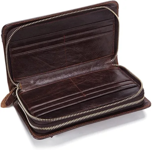 Vista 3 de CZDYUF - Bolso de muñeca para hombre con doble cremallera, cartera para teléfono móvil, tarjetero