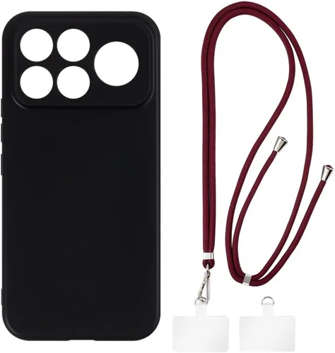 Vista 11 de Funda y cordón para Redmi K100 Pro Max 5G - transparente+negro Juego de 6.9 pulgadas que incluye funda protectora y correa desmontable para el Funda