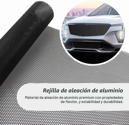Vista 5 de Malla de rejilla con agujeros rómbicos para automóvil, protección contra grava, protector de rejilla, 40" x 13", insertos de rejilla recortables a