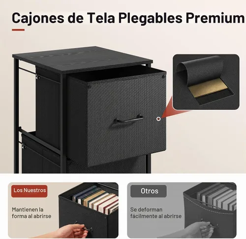 Vista 5 de DEVAISE Archivador móvil de 2 cajones, soporte de impresora rodante Negro