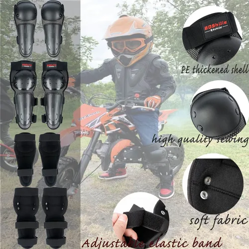 Vista 3 de Reomoto Rodilleras de motocross para niños, rodilleras de motocross, protección ajustable para motocicleta, protección contra golpes de rodilla