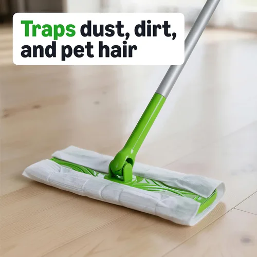 Vista 4 de Amazon Basics Paños de barrido en seco para limpieza de suelos, pelo de mascotas, polvo, suciedad, multisuperficie, desechable, se adapta a