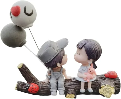 Vista 3 de Adornos de dibujos animados para tablero de instrumentos de automóvil, lindos besos para niño y niña, árbol, decoración de globos de amor