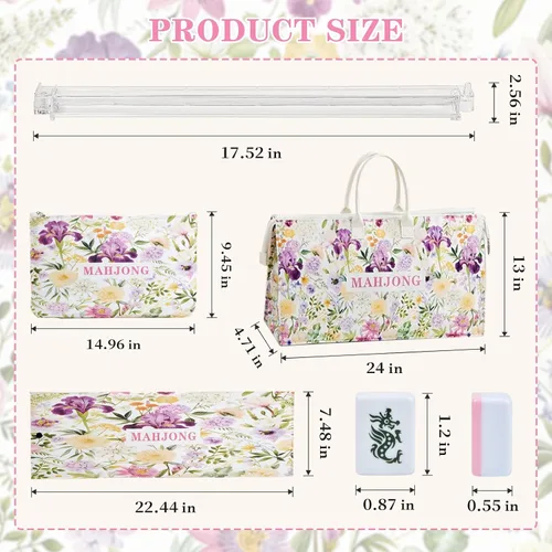 Vista 5 de American Mahjong Set con bolsa de transporte, 166 azulejos y estantes Multicolor
