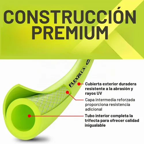 Vista 2 de Flexzilla - Manguera de aire, 3/8 pulgadas x 6,1 metros, conexiones MNPT de 3/8 pulgadas, resistente, ligera, híbrida, ZillaGreen - HFZ1425YW2
