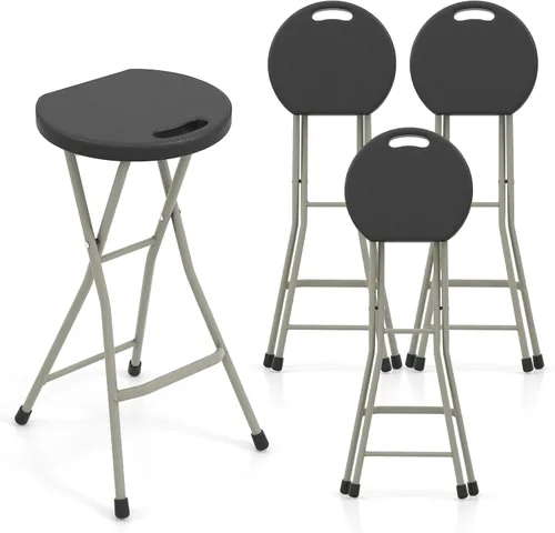 Vista 16 de GYMAX Taburete plegable, taburete de bar plegable portátil de 18 pulgadas con asa y marco de acero, 330 libras, resistente, plegable, ligera, silla