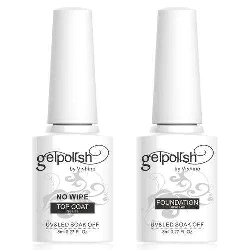 Vista 7 de Vishine Manicura Francesa Gel de Uñas Blanco Francés Rosa Pálido Juego de 4 Piezas, Gel UV LED Capa Base Capa Superior Kit de Inicio