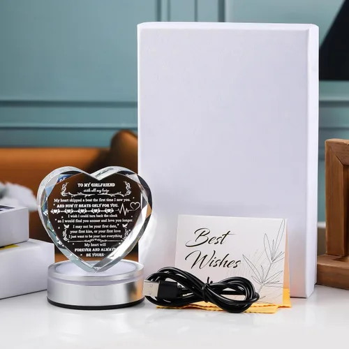 Vista 6 de Regalos Qianwei para novia de novio únicos - Regalos personalizados de corazón de cristal para mi novia que lo tiene todo - Ideas de regalo