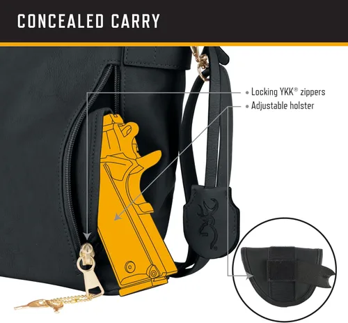 Vista 5 de Browning Women's Concealed Carry Catrina Purse, Premium Holstered Handbag With Safety Locking Option Negro