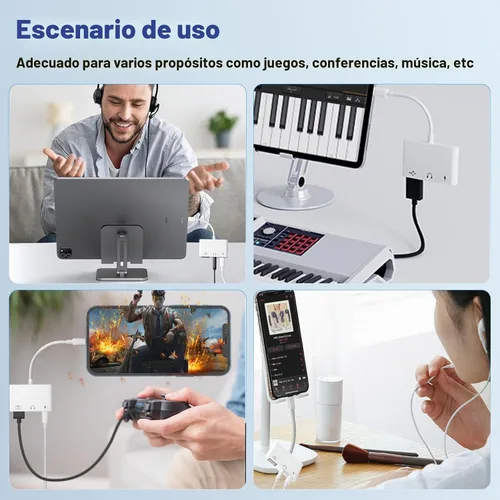 Vista 7 de Adaptador USB C a USB 3 en 1 USB C a 0.138 in Adaptador de audio para iPad Adaptador USB