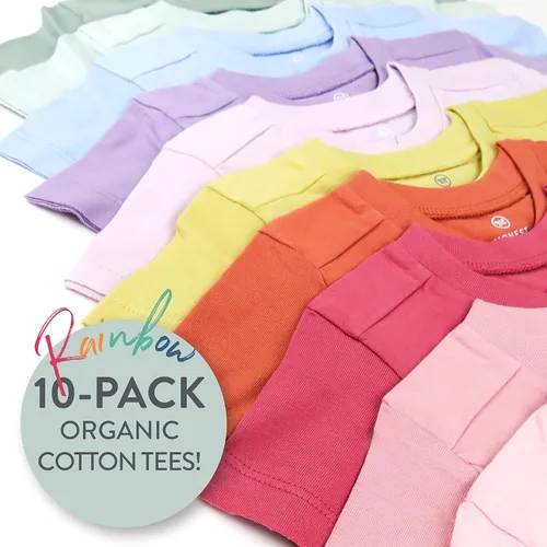 Vista 3 de HonestBaby - Camiseta de manga corta de algodón orgánico para niñas