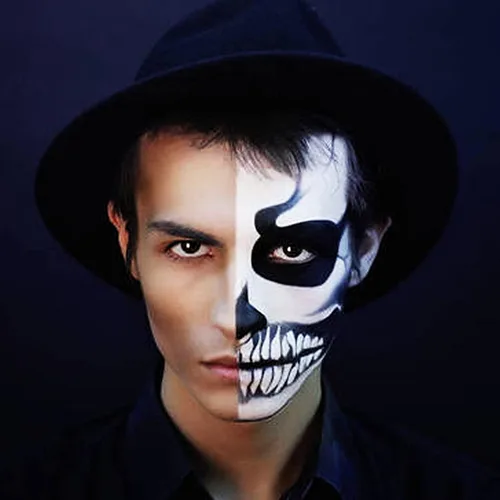 Vista 9 de MEICOLY SFX Joker - Juego de 6 piezas de maquillaje de Halloween, pintura facial blanca y negra, maquillaje clásico profesional a base de aceite