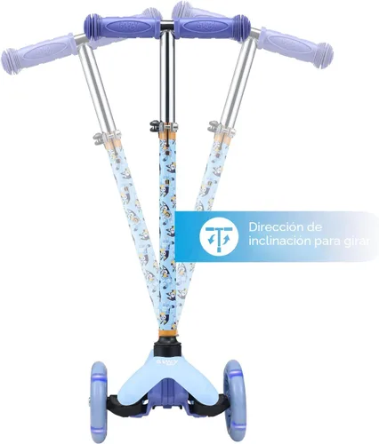 Vista 3 de Patinete para niños, auto equilibrio de 3 ruedas, ruedas LED iluminadas Azul