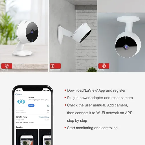 Vista 7 de LaView Cámara de seguridad interior 4pc cámara al aire libre con paquete de visión nocturna a