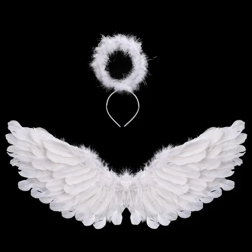 Vista 3 de Alas de ángel y alas de ángel blancas para adultos, para fiestas infantiles, niños y niñas, Navidad