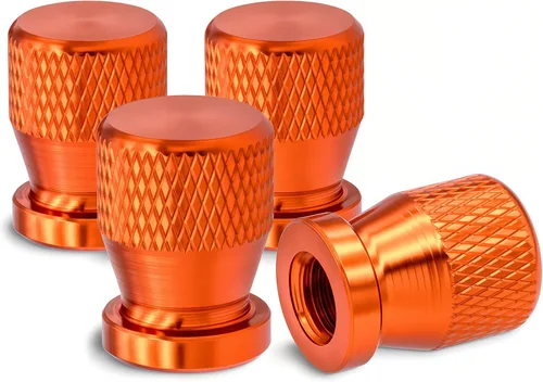 Vista 49 de 4 piezas de tapas de vástago de válvula de neumático de automóvil, tapas de válvula de aire de neumático a prueba de fugas de aleación de aluminio