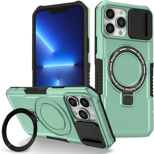 Vista 105 de Funda magnética para iPhone 11, soporte de anillo con ventana corrediza, funda protectora mate a prueba de golpes para iPhone 11 6.1, fundas