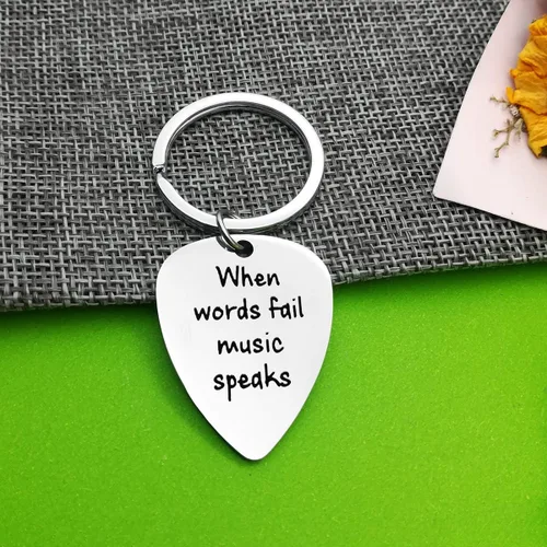 Vista 3 de Baipilu Llavero de regalo de música, nota musical, púa de guitarra, regalo para músicos, amantes de la música, cumpleaños, graduación, Navidad