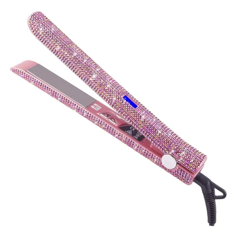 Vista 8 de DORISILK Plancha plana de titanio para cabello, plancha de pelo a alta temperatura de 480 °F, plancha aplanadora con diamantes de imitación