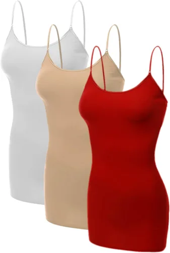 Vista 260 de Emmalise Camisola larga casual básica para mujer, con tirantes ajustables, top en capas