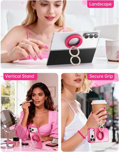 Vista 3 de SYNCWIRE Soporte magnético para anillo de teléfono, para soporte MagSafe para teléfono 360° Rotation, Double-Sided Magnet, Cell Phone Grip Finger