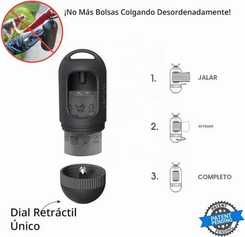 Vista 2 de SVD.PET Dispensador de Bolsa de Caca para Perros, Bolsa de Residuos Retráctil Compatible con Cualquier Correa de Perro, Bolsas de Residuos a Prueba