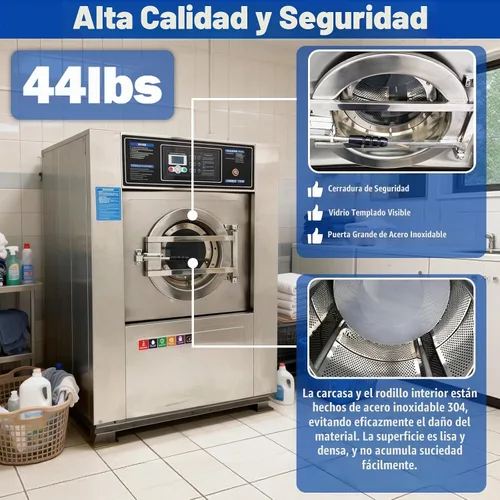 Vista 4 de TECHTONGDA Lavadora y secadora comercial Lavadora industrial para lavado de ropa, secado deshidratante, lavadora comercial 3 en 1, capacidad de 44