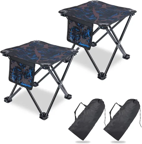 Vista 8 de VOLIXOD Taburete plegable portátil de camping para adultos, taburete plegable ligero para reposapiés al aire libre, pesca, senderismo, jardinería