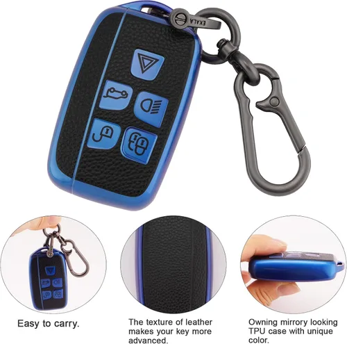 Vista 4 de EKALA Funda para Llavero de TPU Suave de Protección Completa con Keychain, Azul, Azul