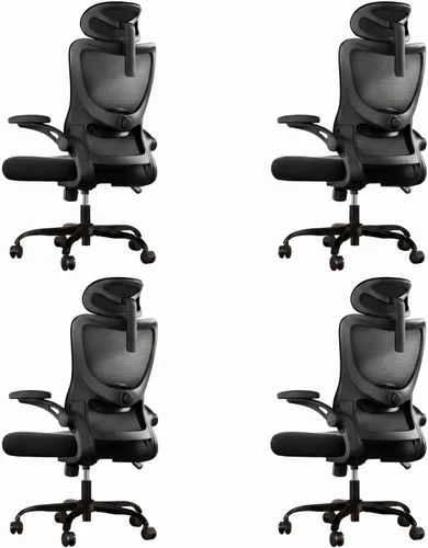 Vista 23 de Marsail - Silla ergonómica de oficina - Silla de escritorio con respaldo alto de malla y soporte lumbar ajustable, silla giratoria con ruedas