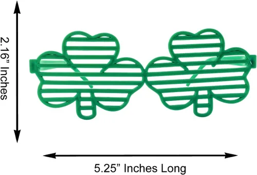 Vista 5 de St. Patricks Day Shamrock Four Leaf Clover Green Lucky Plastic Shutter Glasses, Shades, Sunglasses, Party Props