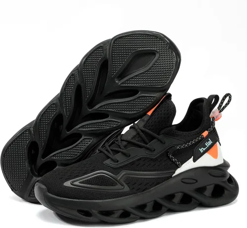 Vista 4 de SPOSENS Zapatos para caminar para hombre, zapatos de tenis ligeros, zapatos para correr para hombre, zapatos casuales sin cordones para gimnasio