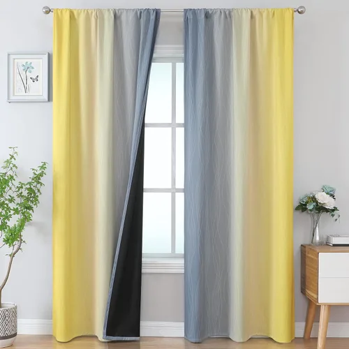 Vista 63 de Estelar Textiler Cortinas oscurecedoras beige y blanco grisáceo de 45 pulgadas de largo, cortinas graduadas con bloqueo de luz para baño, cortinas
