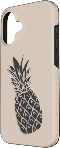Vista 2 de Black Dark grey Pineapple on Tan beige for Pineapple lovers Case for iPhone 16