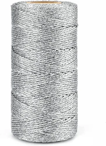 Vista 10 de jijAcraft cuerda de oro de 328 pies - hilo de oro metálico de 1.5 mm para envolver regalos sin estiramiento - cordón brillante dorado para envolver