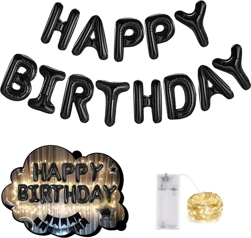 Vista 25 de CANREVEL Cartel de feliz cumpleaños, 13 letras de papel de aluminio de Mylar de 16 pulgadas, decoraciones de fiesta de cumpleaños para niños